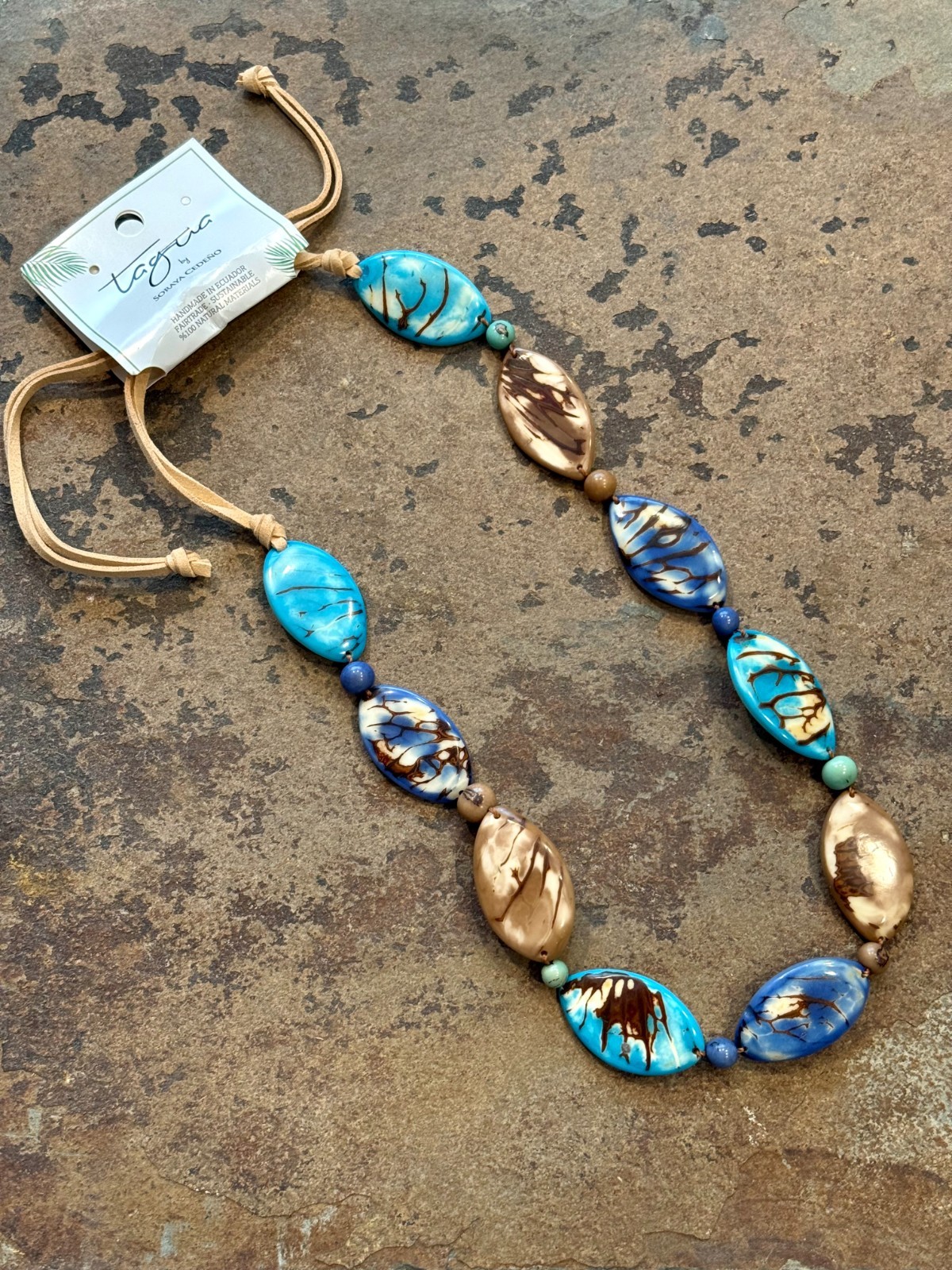 TAGUA NUT “GRANADA” NECKLACE ORGANIC ARTISAN HANDMADE BOHO STATEMENT JEWELRY NEW