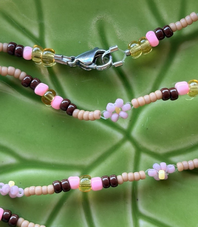 🪻Handmade Earth-Toned Glass Seed Bead Necklace & Stainless Steel Clasp🪻