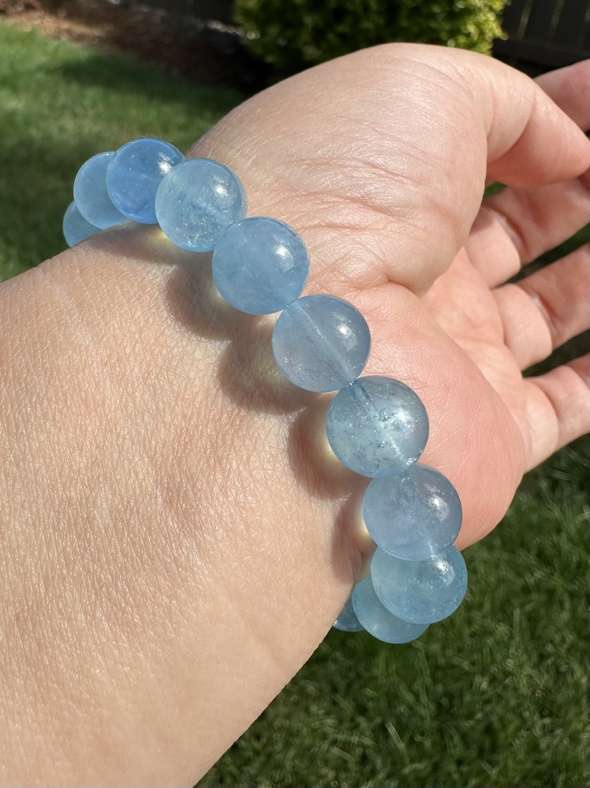 10.5-10.8mm High Quality Aquamarine Bracelet