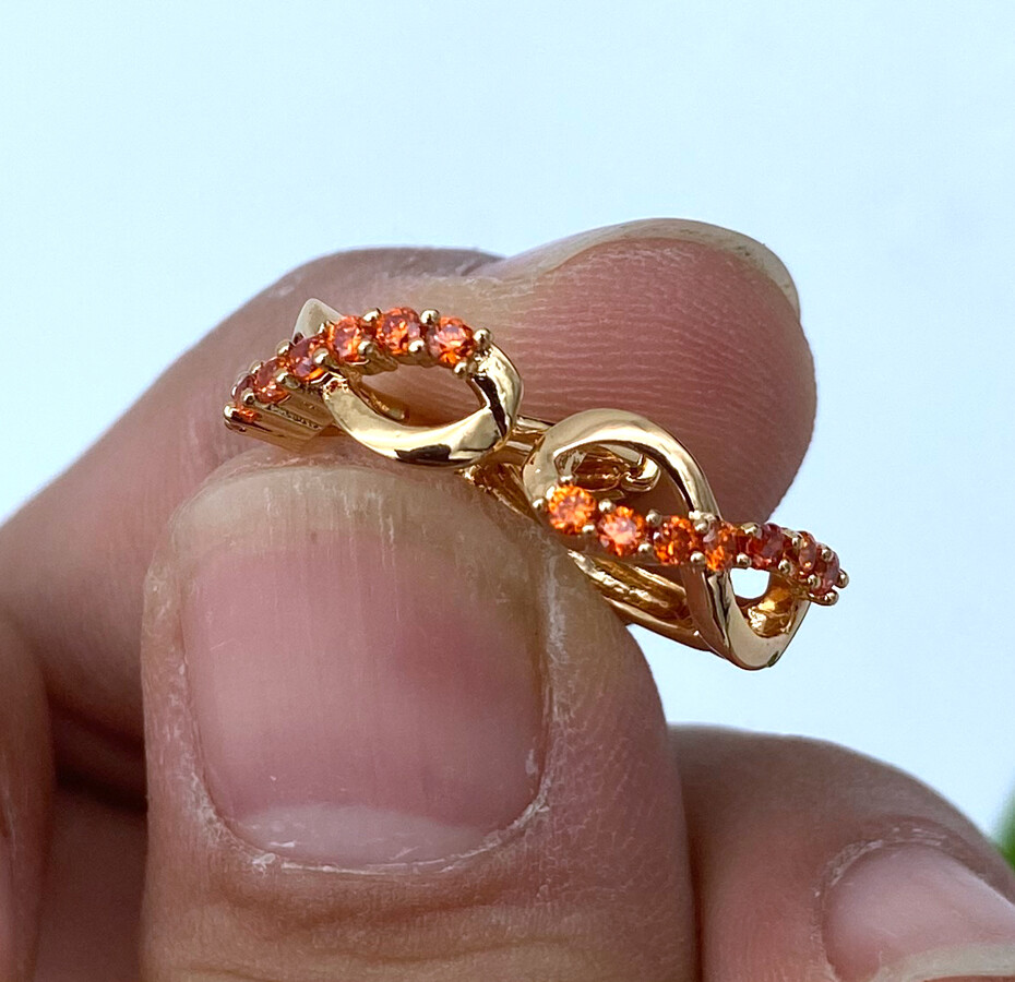 9K GOLD white Red CRYSTAL SOLID LADY GIRLS Petite HOOP SLEEPER EARRINGS 2