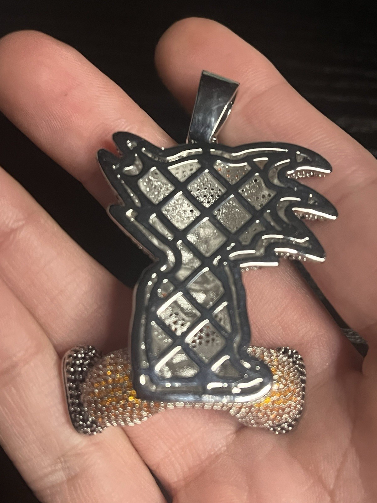 925 silver plated over stainless steel with 5A CZ iced out Goku pendant