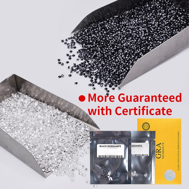 0.8-1.9mm Round Cut D Color/Black Moissanite Stones VVS1 for Jewelry Making