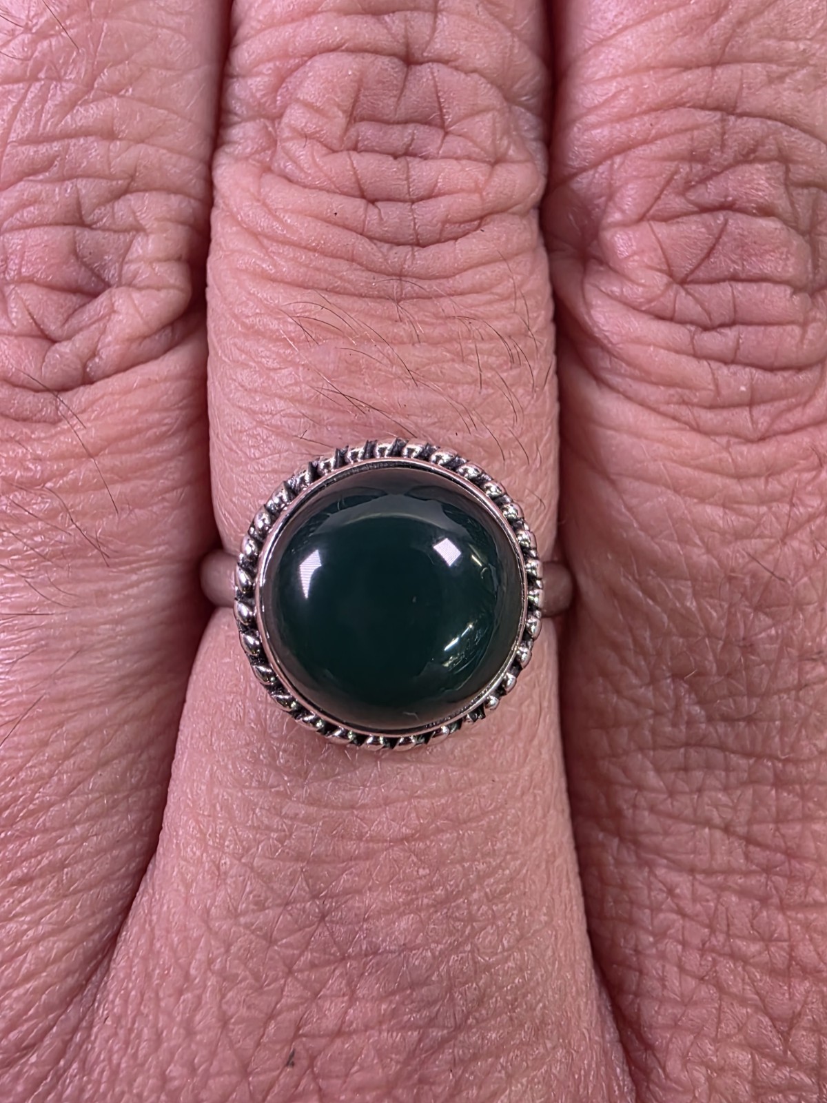 Handmade Green Chalcedony Sterling Silver Ring Size 7.25 | 3.9g Gemstone Ring