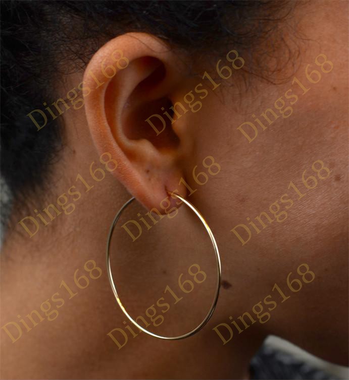 Real 18K Yellow Gold Filled Hypoallergenic 50mm/2″ Large Endless Hoop Earrings