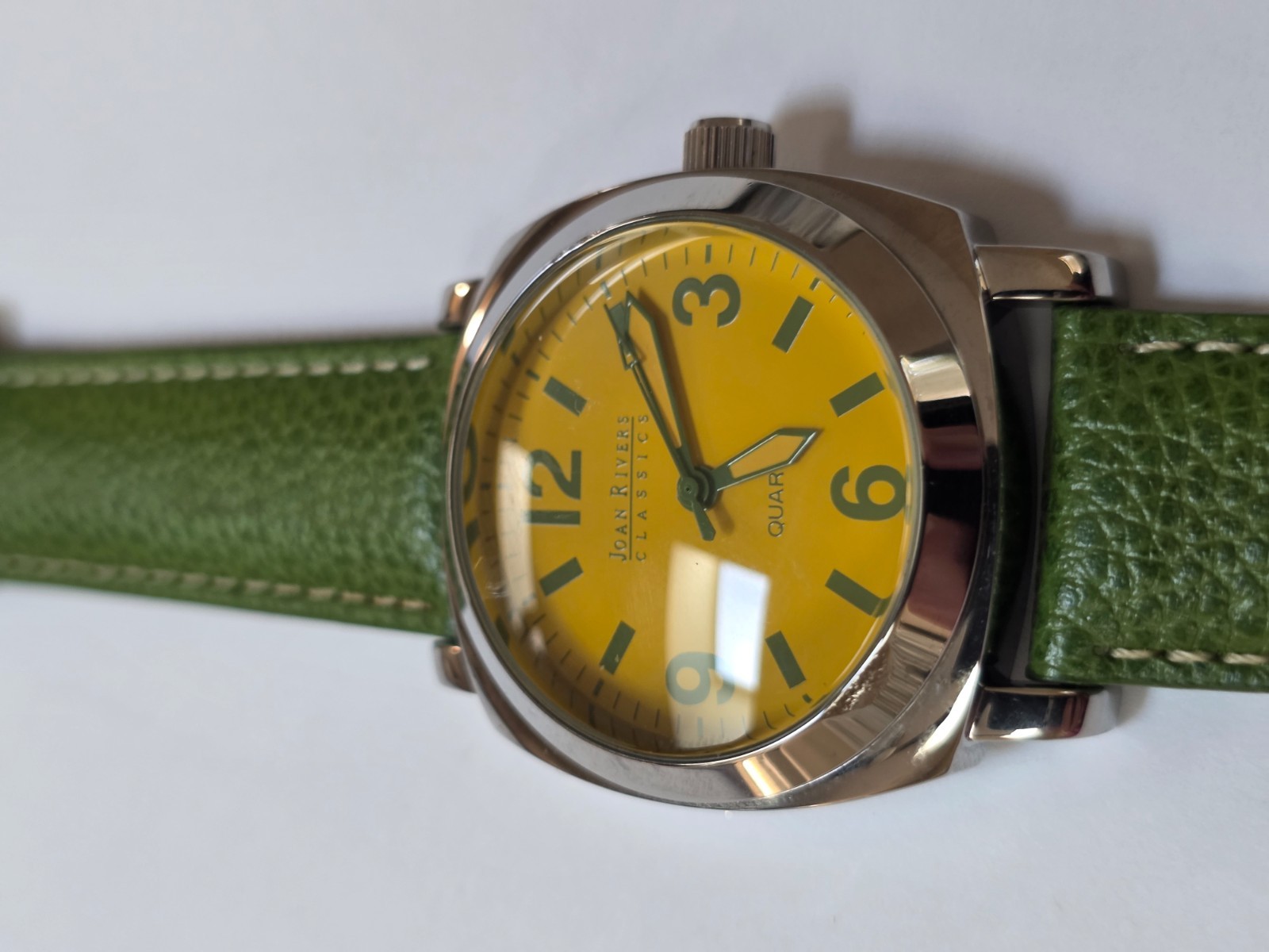 Joan Rivers Classics V377 Watch Leather Wristwatch stainless steel green yellow