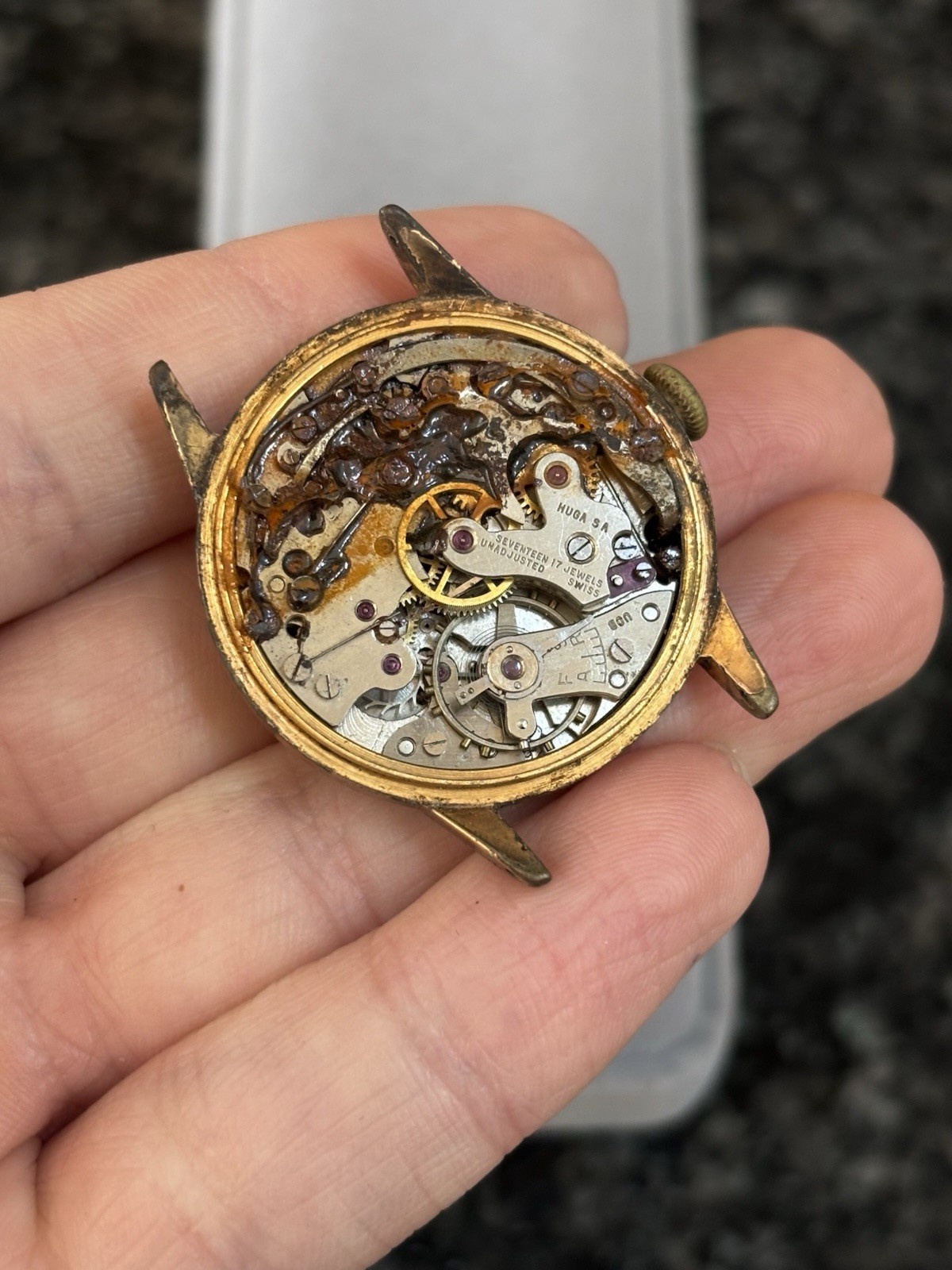 Vintage Hugex Chronograph Valjoux Swiss 17J Men’s Watch – For Restoration Repair