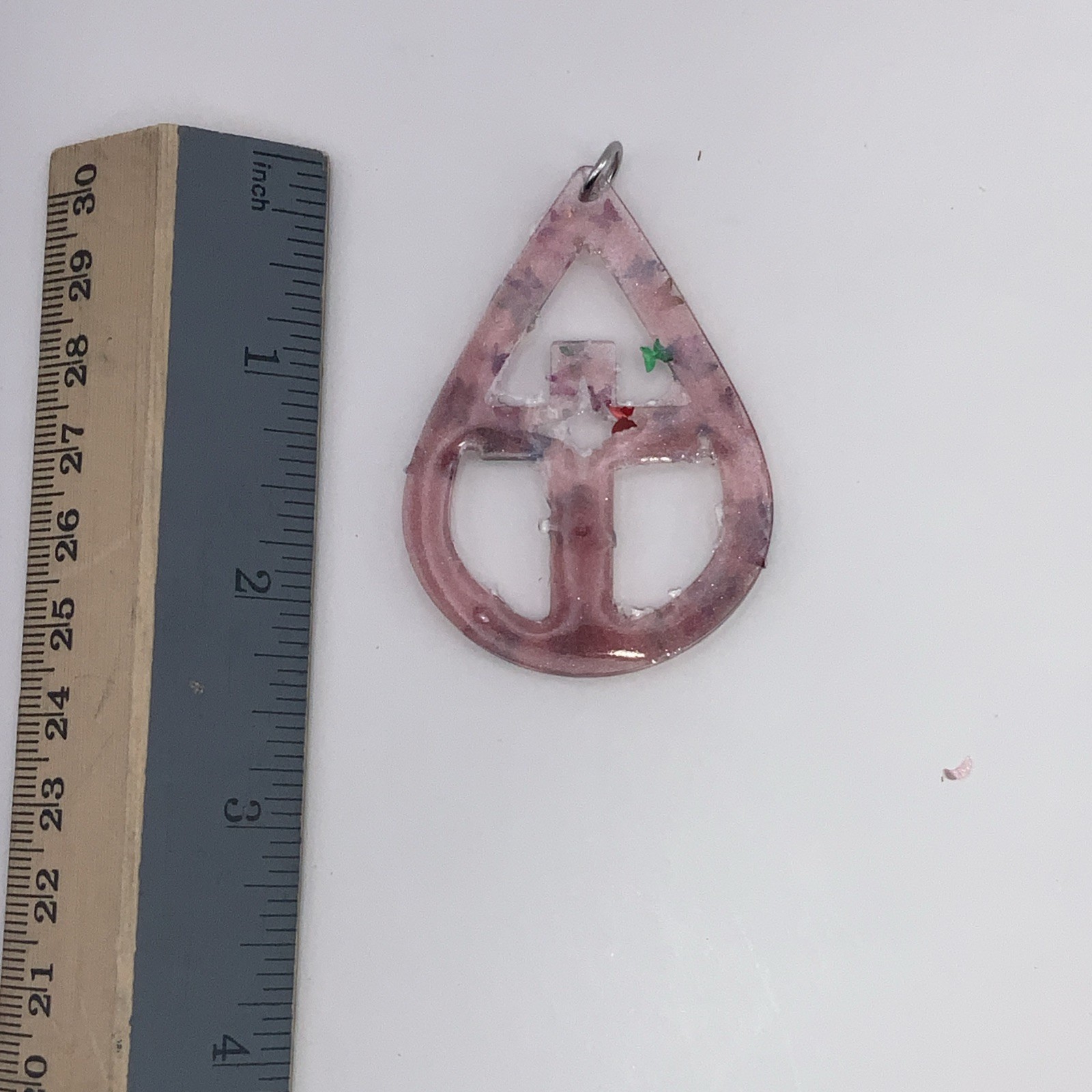 House Of David Handmade Cross Necklace Pink Butterflies