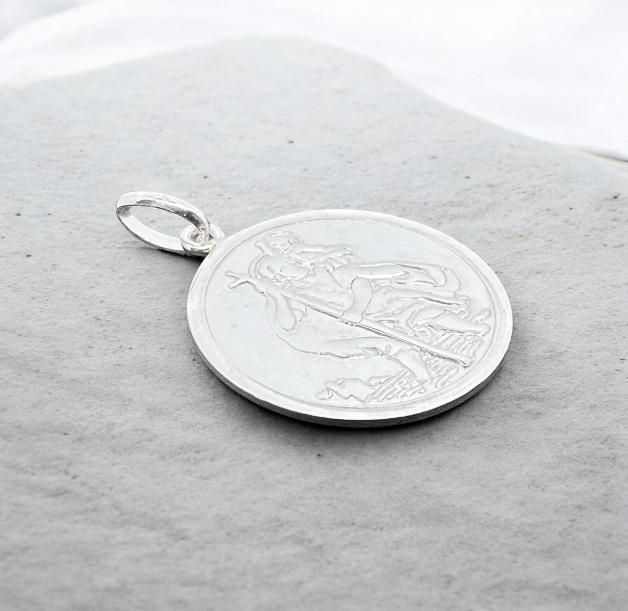 St. Christopher Pendant 21mm x 28mm 925 Sterling Silver Optional 18 – 24″ Chain