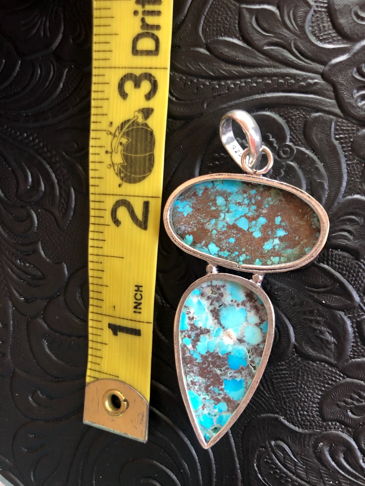 Blue Hubei Turquoise Chocolate Matrix Totem Pendant 2.5″ Artisan Made