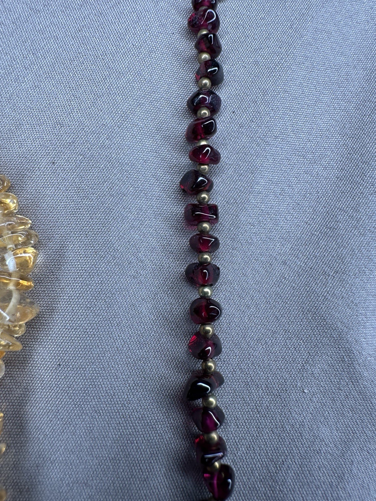 Vintage Gemstone Chip Necklace Lot 4pc Citrine Garnet Jasper Faux Stone Boho