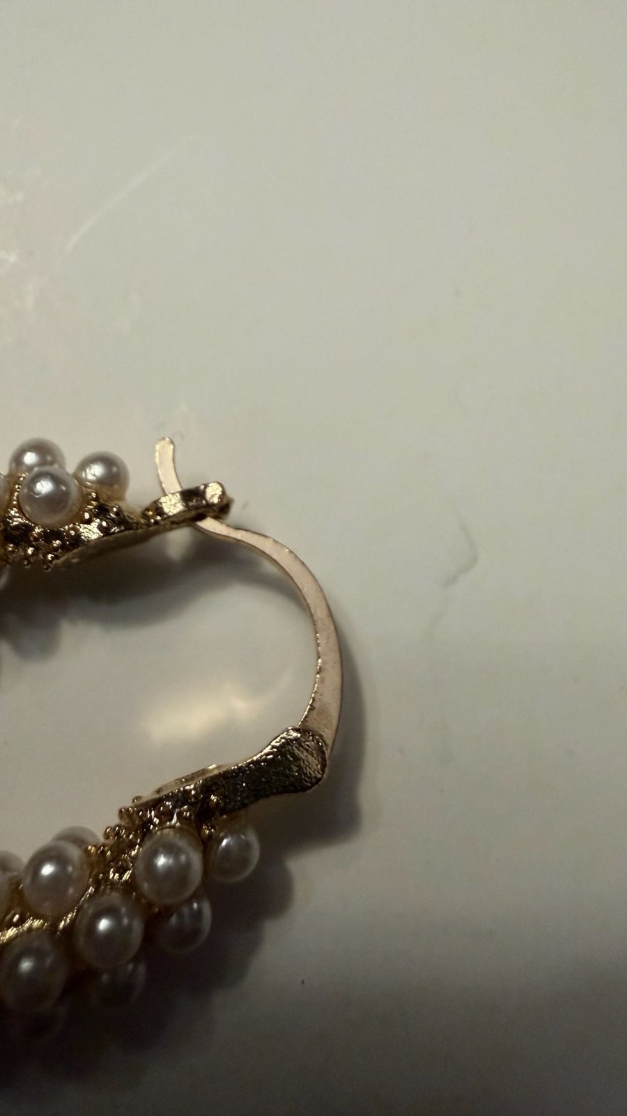 Gold Tone Faux Pearl Cluster Hoop Earrings Elegant Jewelry Gift