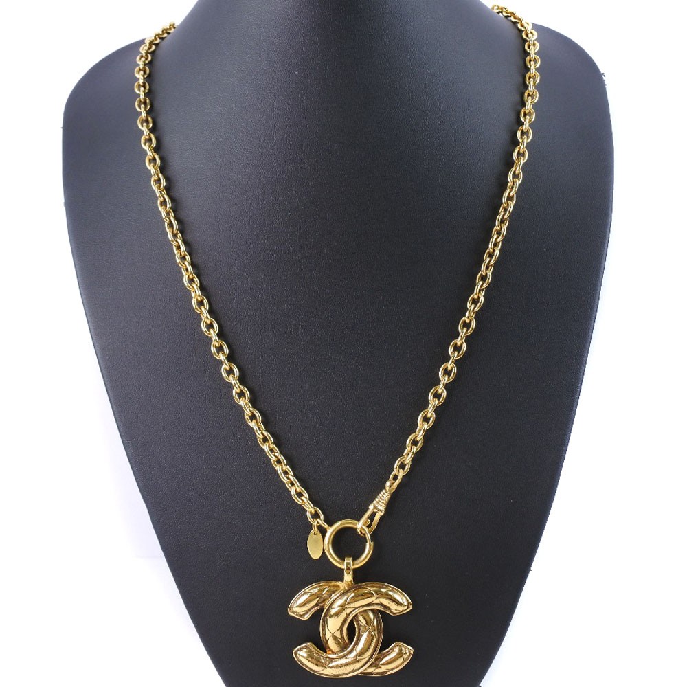 CHANEL COCO Mark Necklace Matelasse vintage gold Plated Gold 65.5g Women