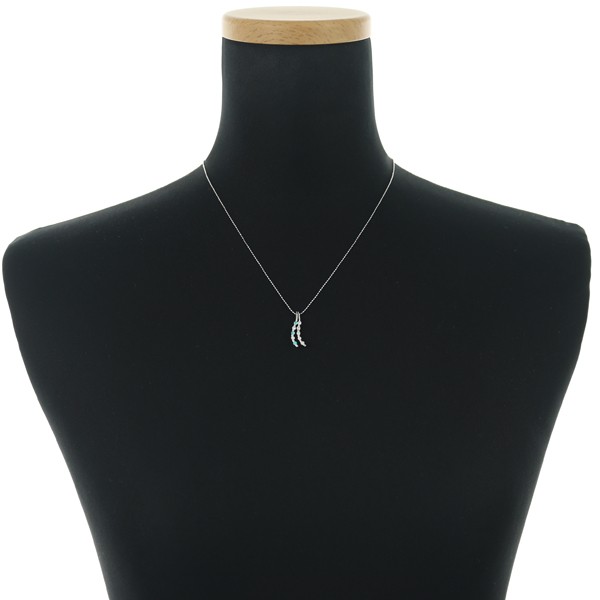 Paraiba Tourmaline 0.09ct Diamond 0.25ct Necklace 18K 750 White Gold