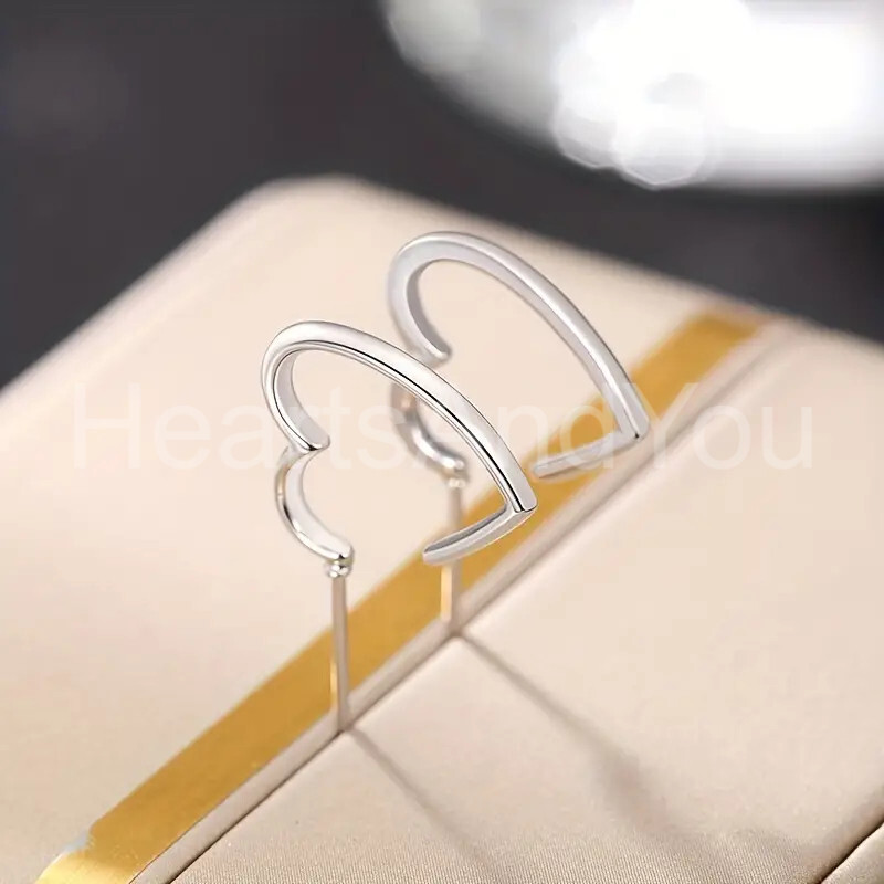 Open Heart Love Valentine Gift Women Stud Earrings 14K White Gold Plated