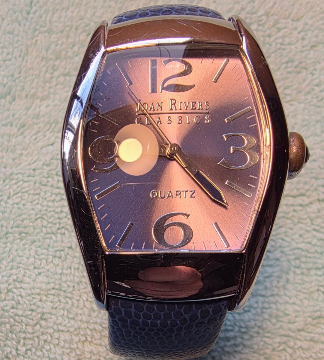 Joan Rivers Classics V377 Ladies Watch Sunburst Dial Blue Cuff New Battery – Vtg