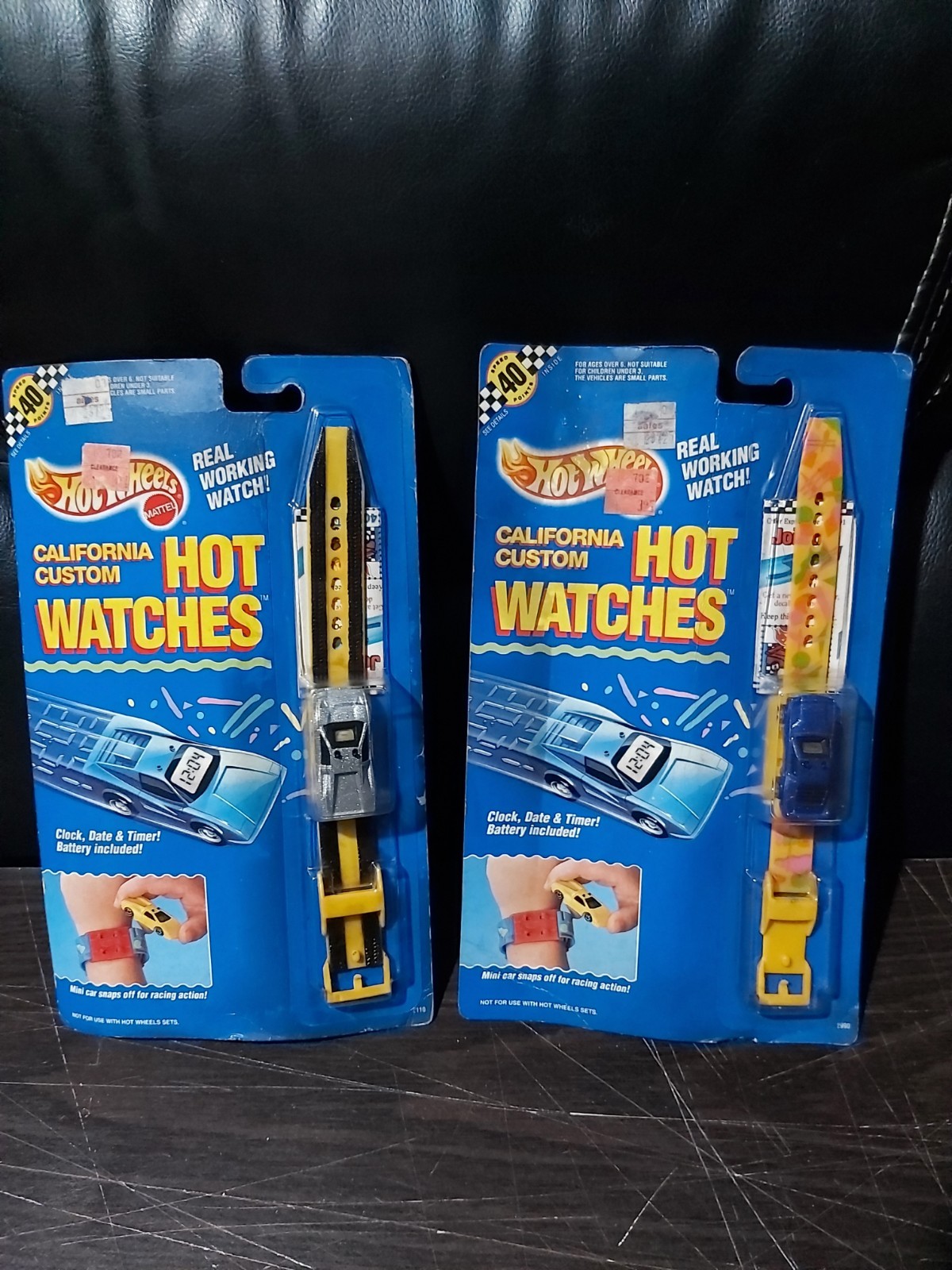 Pair of Hot Wheels California Custom Car Hot Wrist Watches Vintage