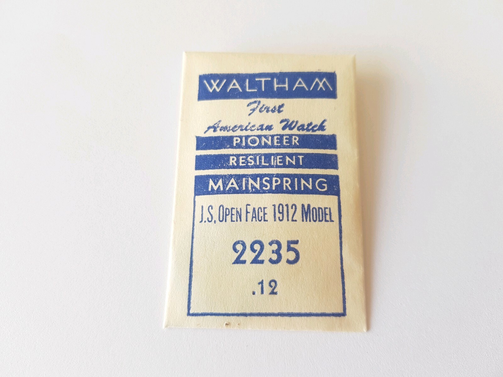Waltham Watch Mainspring 2235 1.30x13x10x300 J.S Open Face 1912 Made in U.S.A