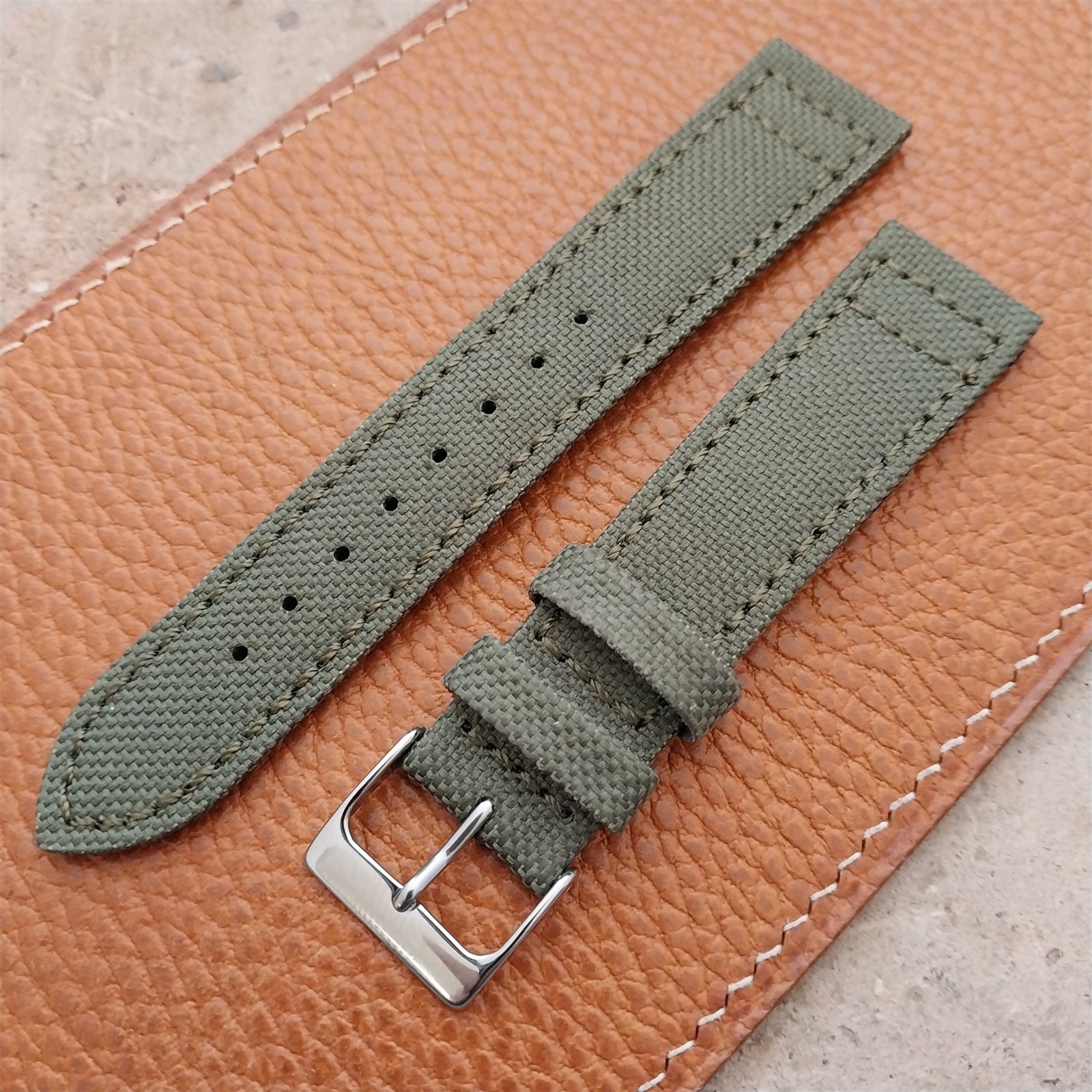 20mm Eulit Canvas Vintage Style Olive OD Green 20/18 Watch Strap
