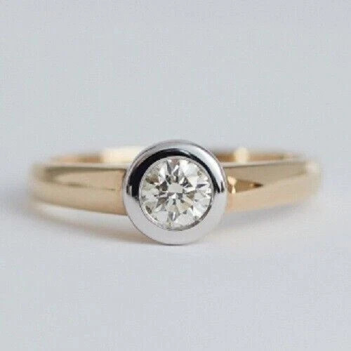 0.36Ct Round Cut Lab Created Diamond Engagement Ring 14k Yellow Gold Over