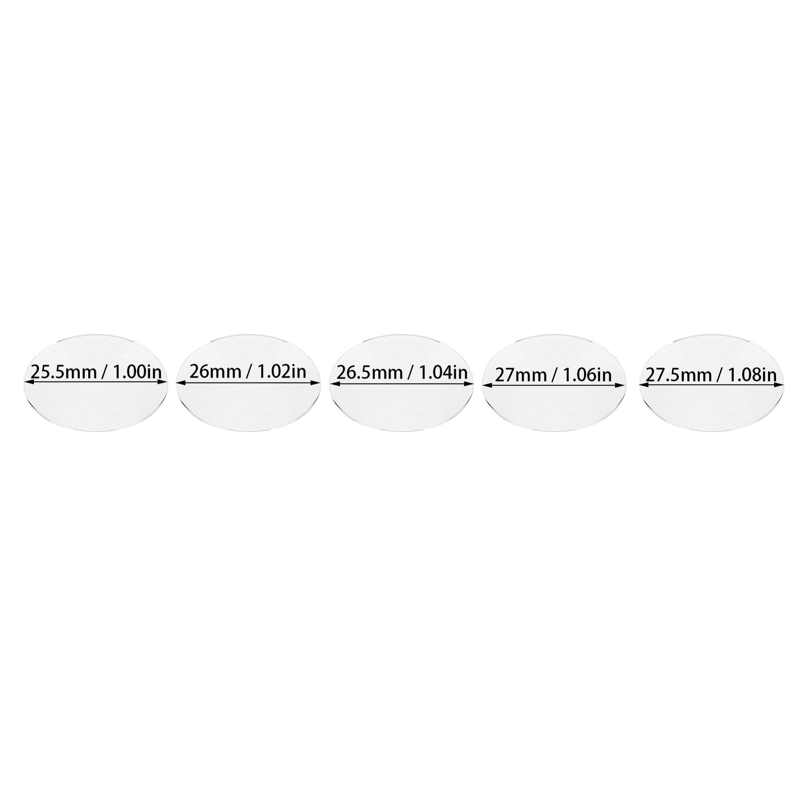 5PCS 25.5mm-27.5mm Single Dome Sapphire Watch Crystal Glass 1.7mm Thickness