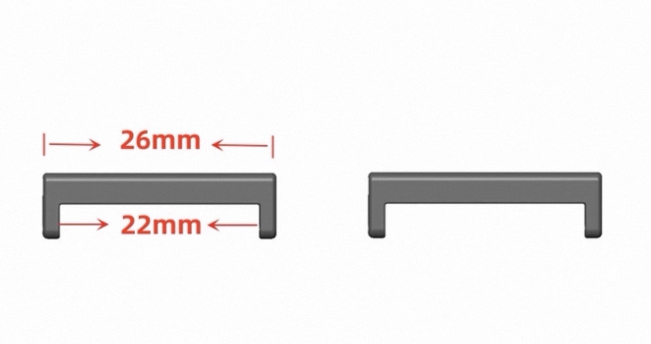 22 to 26mm Watch Strap Connector Adapter Stainless Steel Brushed Silver