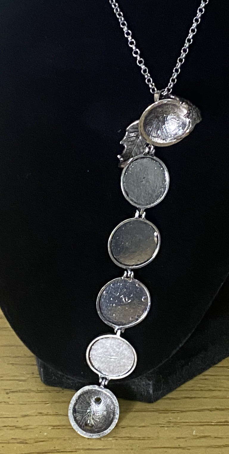 Puzzle Ball Pendant Necklace Angel Wings Sphere Photo Locket Silver Tone 24 In
