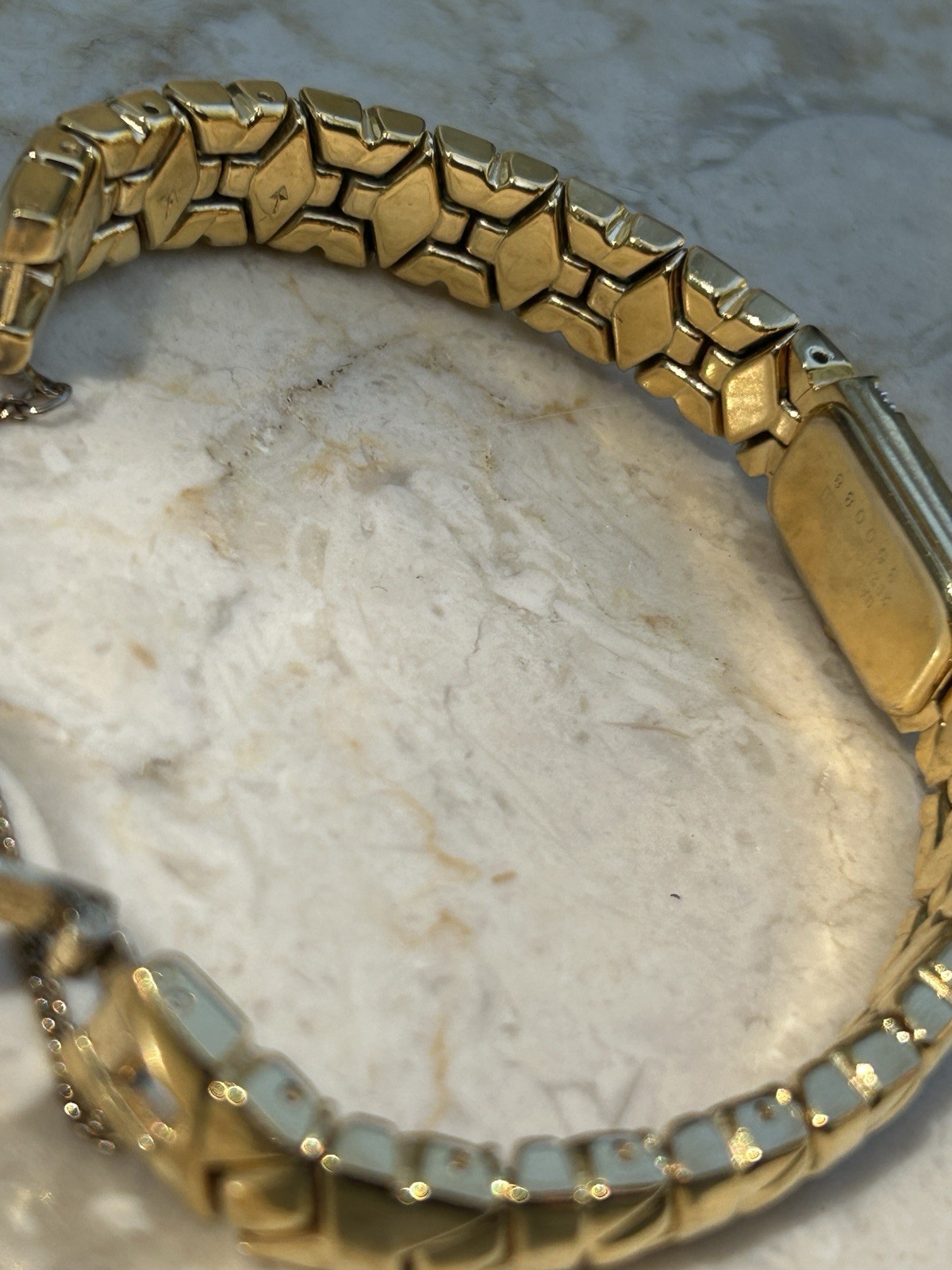 Seiko LaSalle Gold Plated Diamond Quartz Runs Pink Dial Sz 6 1/4 to 6 1/2