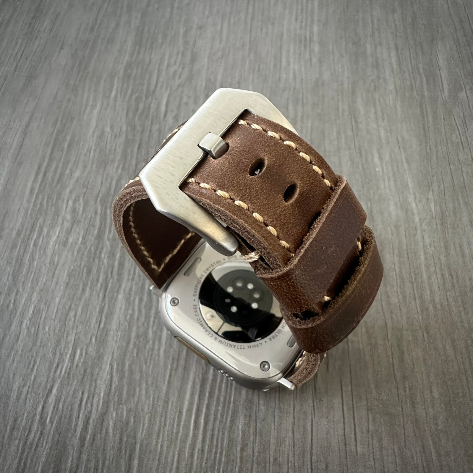Dark Brown Leather Watch Strap Band For NEW Apple watch Ultra 1 2 49mm