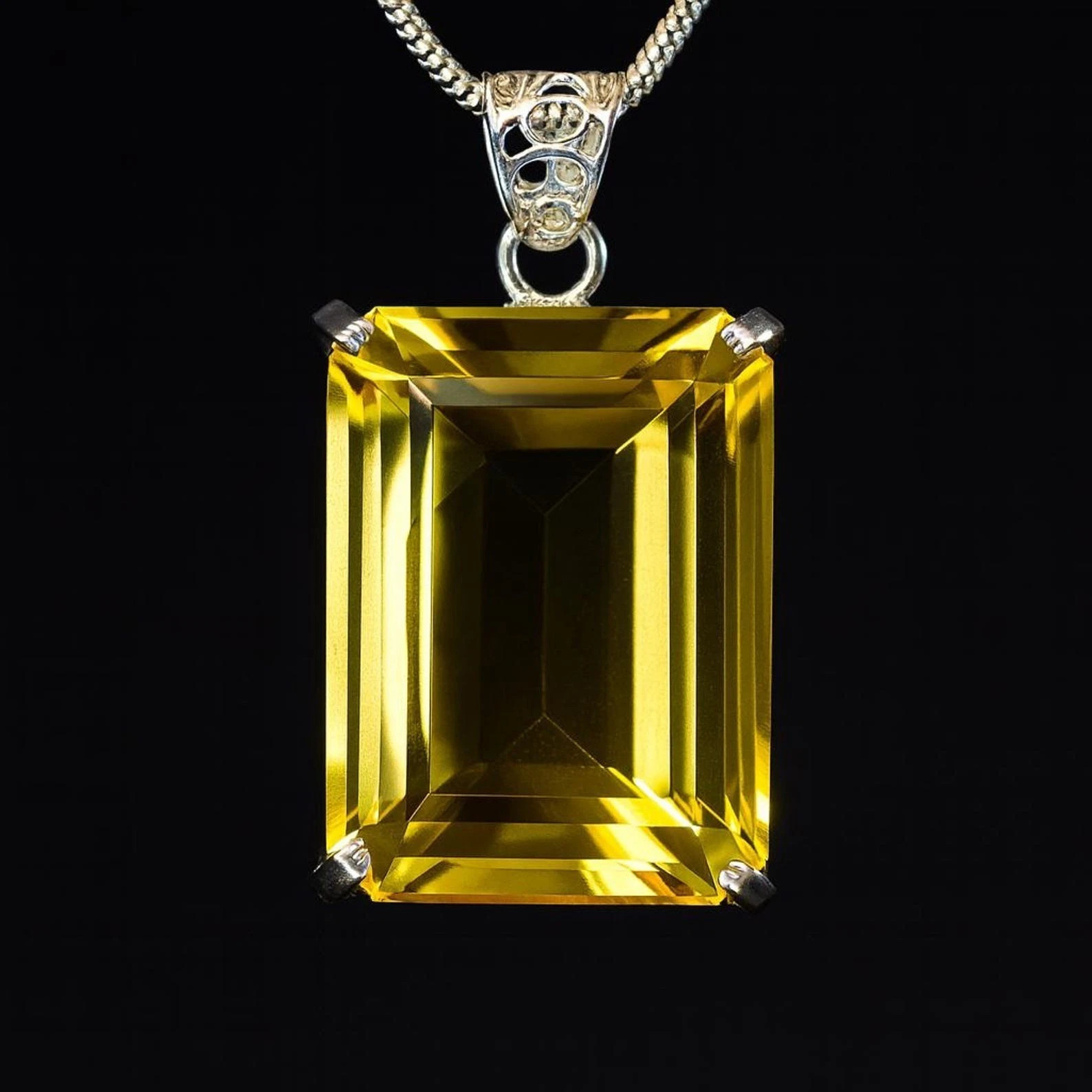 GIE Certified Natural Emerald Cut 105 Ct Yellow Citrine Pendant Loose Gemstone
