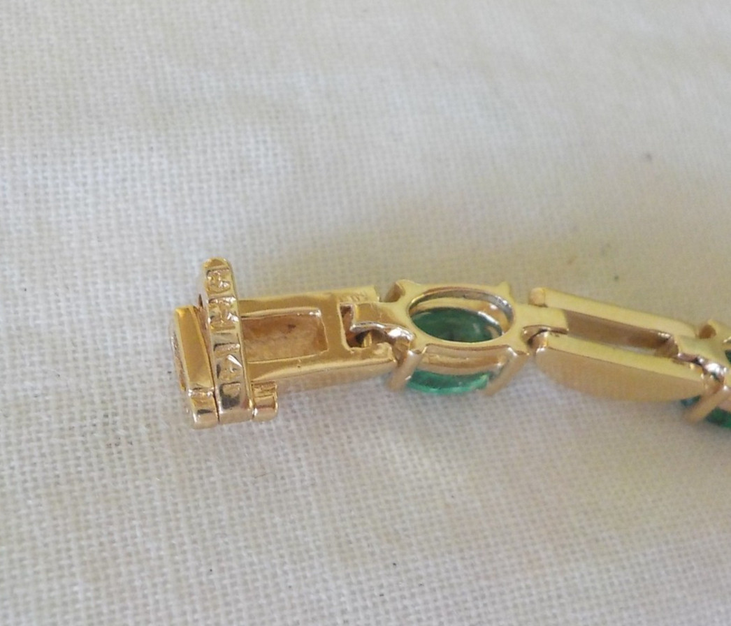 Heavy 14K Yellow Gold Natural Emerald Diamond Bracelet – 12.90 gms, 7.1 in, 5+ct