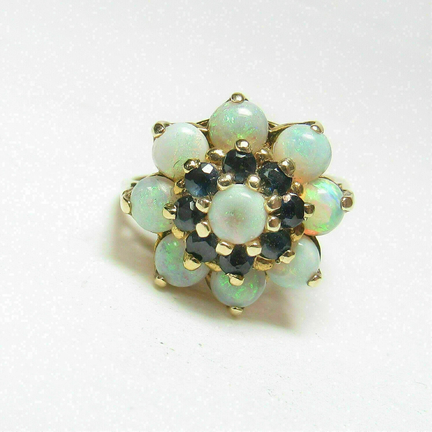 Beautiful 1.70Ct Round Cut Fire Opal Flower Engagement Ring 14K Yellow Gold Over