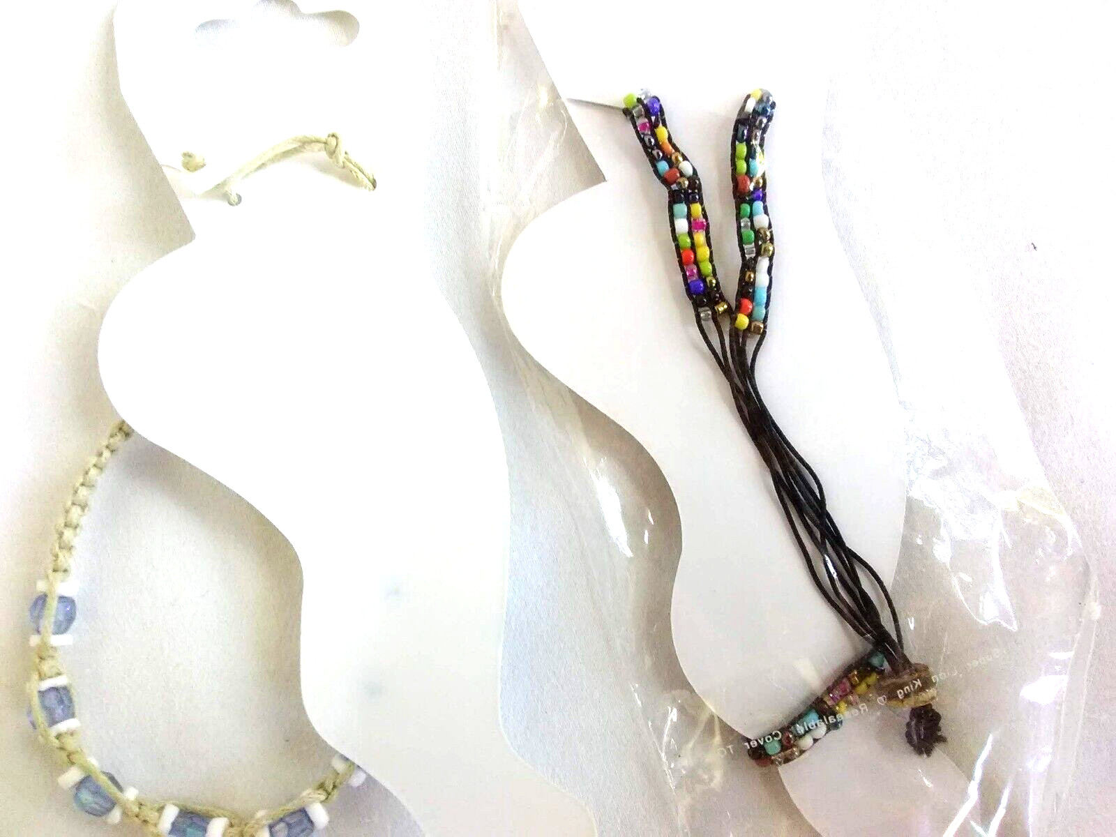 Lot of 2 Macrame Seed Beads Ankle Bracelets Anklets Tie Adjustable New 9.5″ New