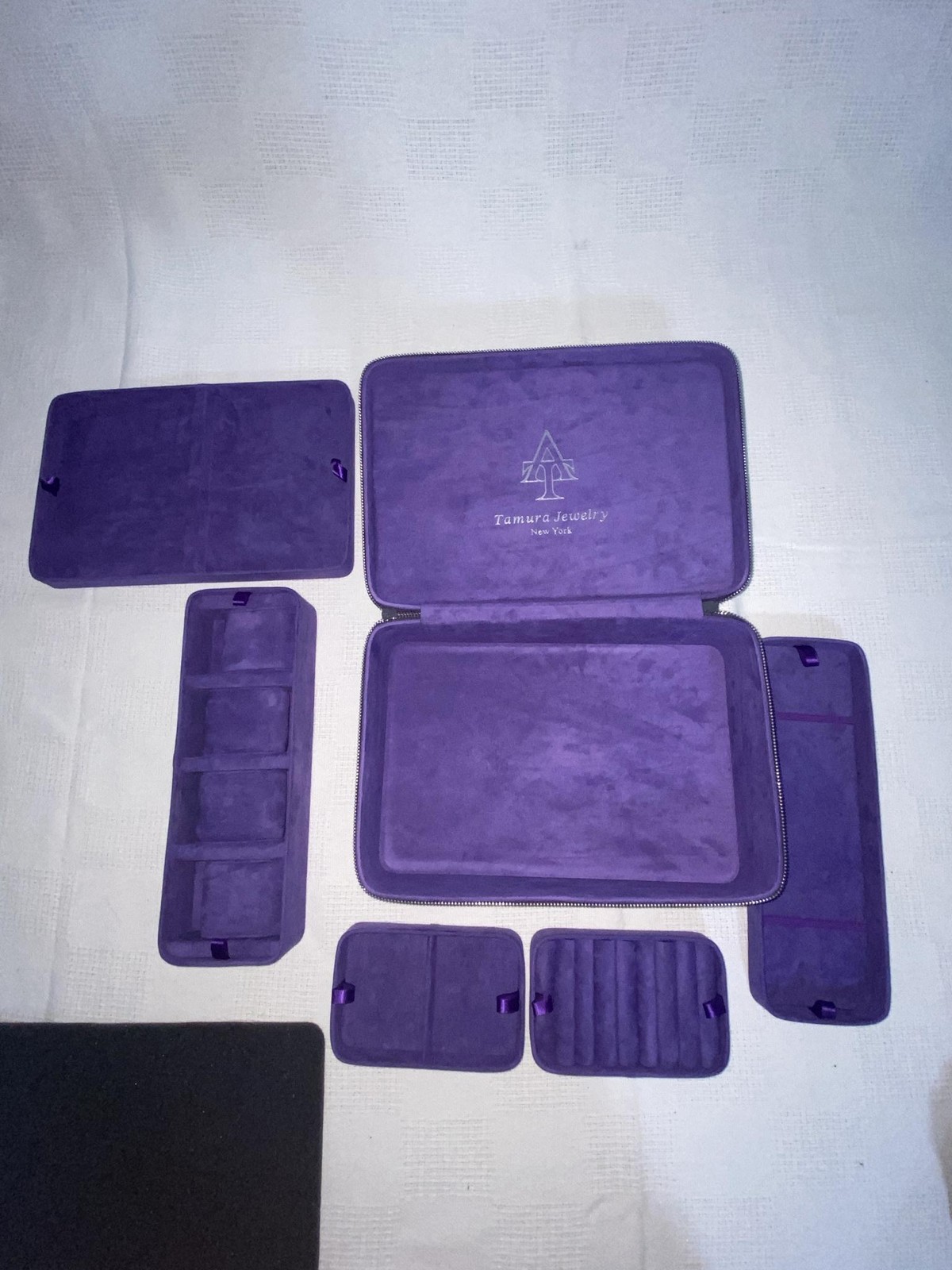 Tamura Jewelry Purple Faux Leather Velvet Travel Hatpin Jewelry Case Organizer
