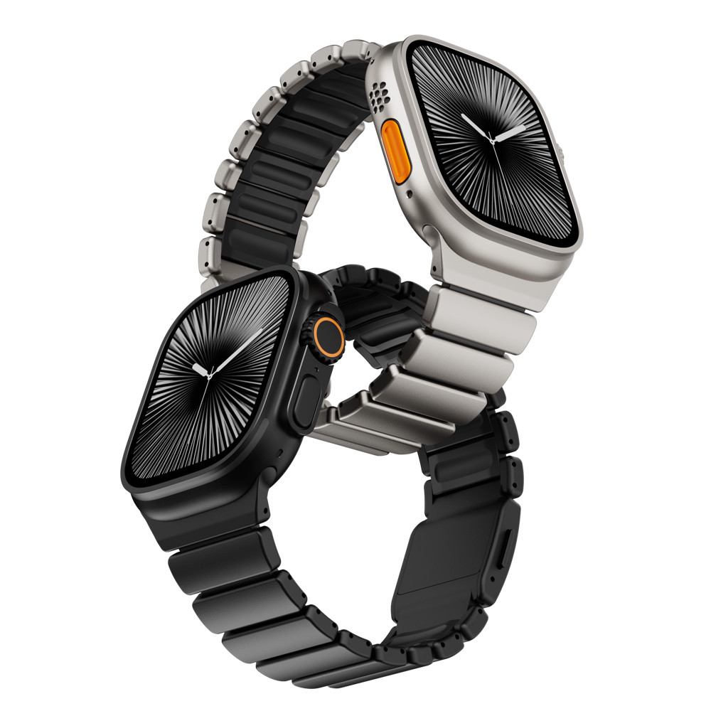 Titanium + Silicone Link Band for Apple Watch Ultra 3 2 49mm Series 11 10 9 8 7
