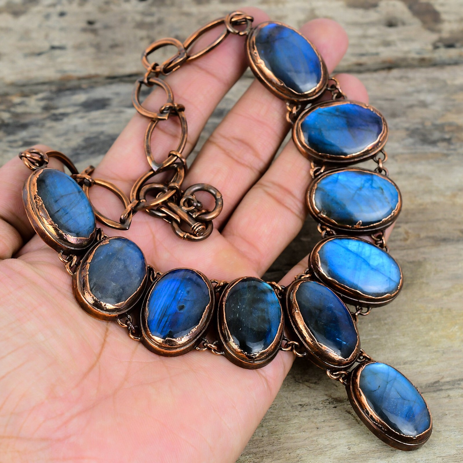 Labradorite Copper Sister Gift Electroformed Chain Adjustable Necklace 18.0″