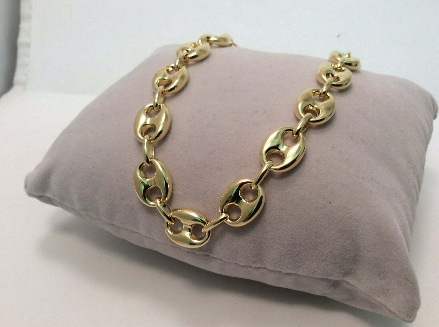 10.40 Grams 10mm 81/4″ Men10k Yellow Gold Anchor Mariner Puffed Hip Hop Bracelet