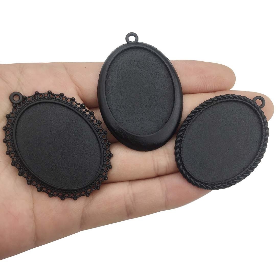 Youdiyla 10pcs 30x40mm Black 30x40mm, Pendant Tray-30x40mm-10pcs
