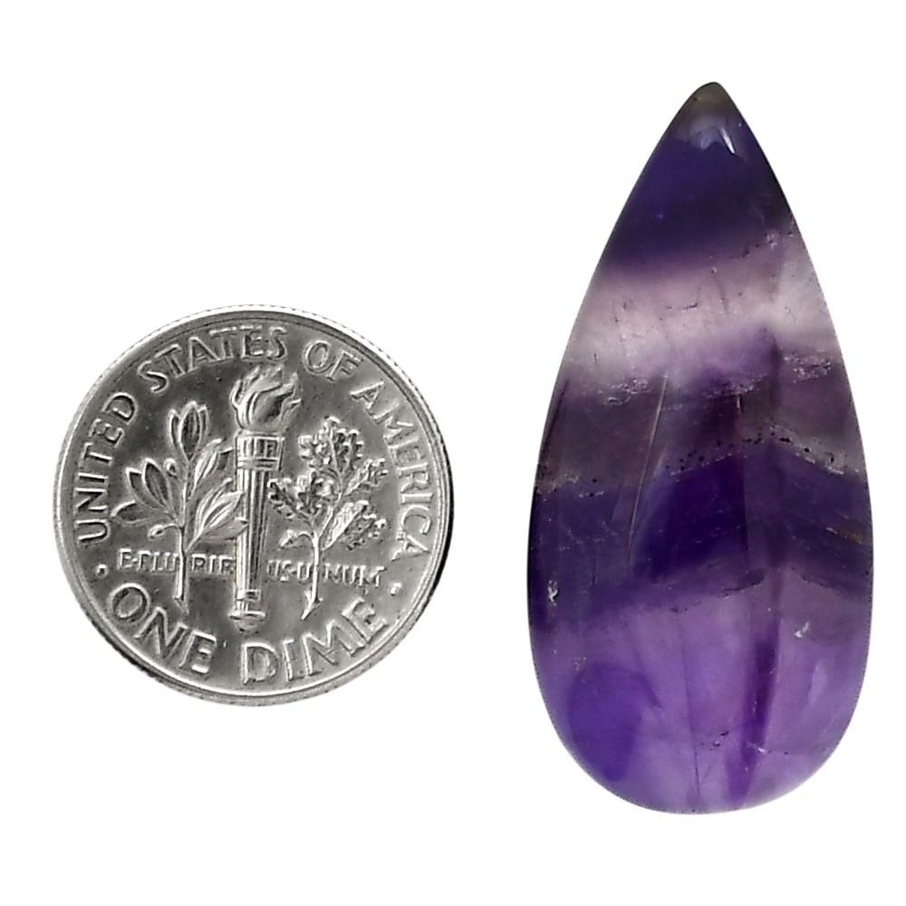 Natural Chevron Amethyst 15.7×32.5×6.2mm Pear Shape Polished Gemstone LS12-05274