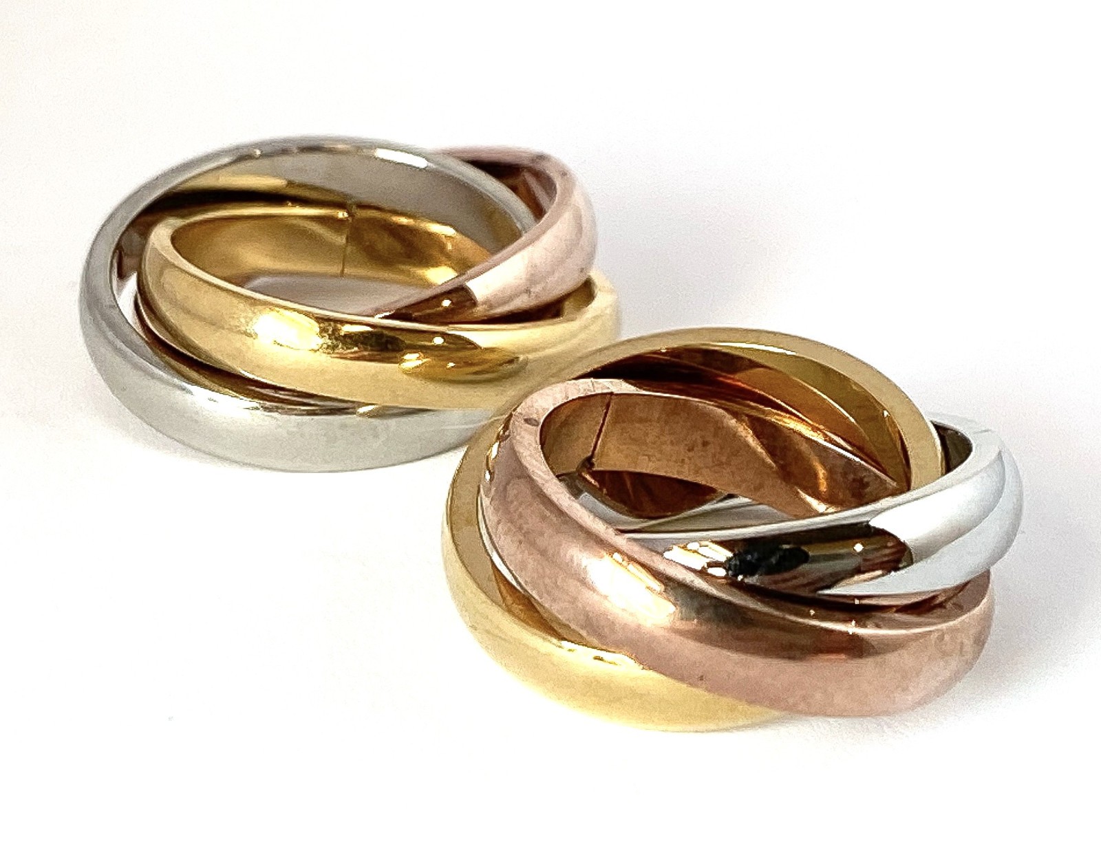 316L Stainless Steel Triple Tone Tri-Roll Links Band Ring Size 5,6,7,8,9 (FL210)
