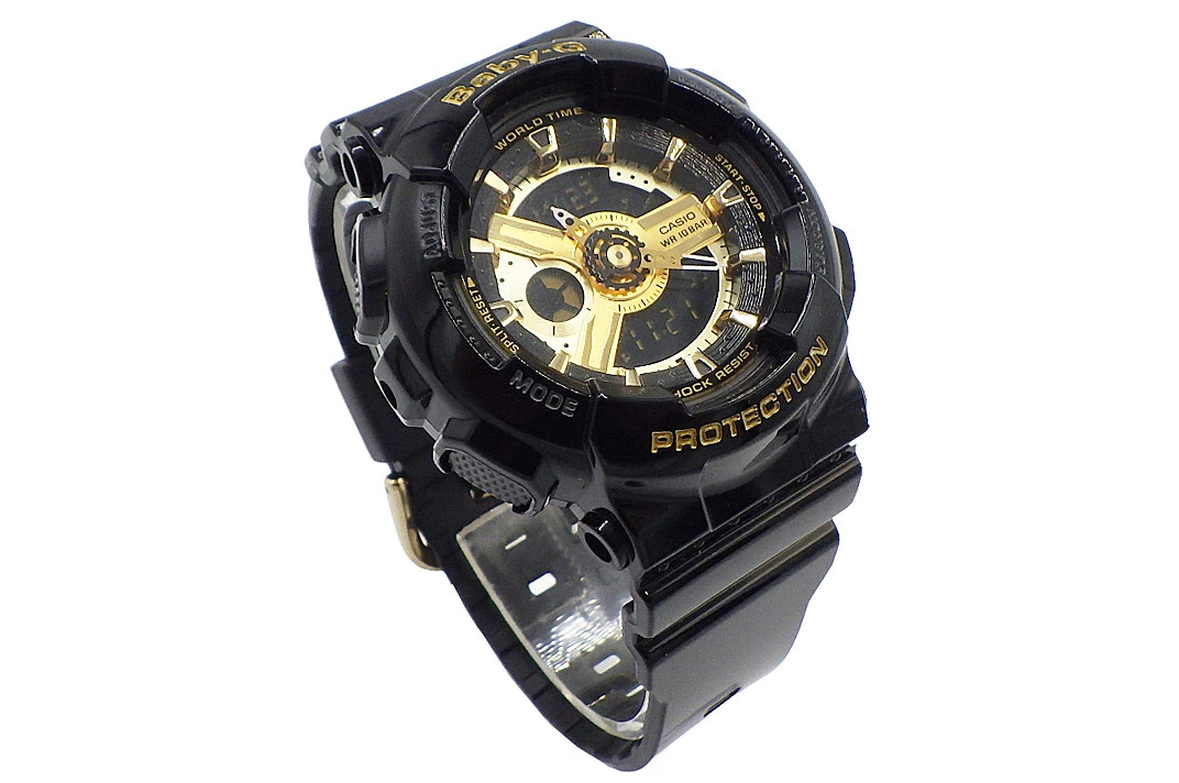 CASIO BABY G BA 110 1AJF BA 110 Series Glossy Black Gold with outer box and bag