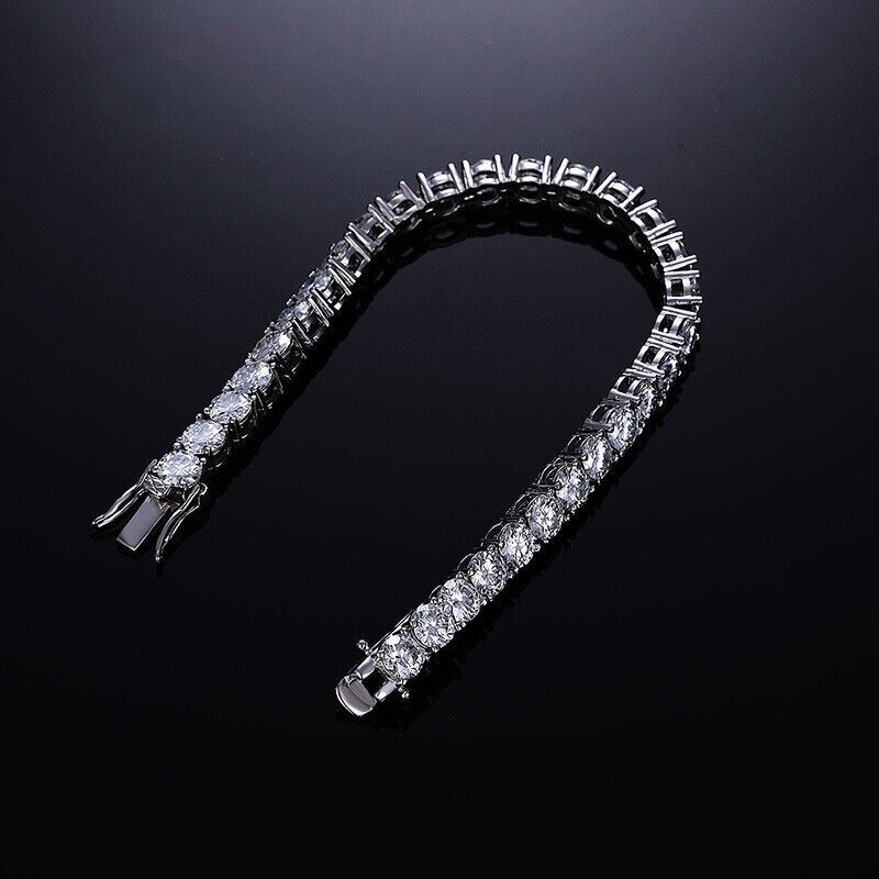 3-5MM VVS Moissanite Tennis Chain Bracelet 925 Sterling Silver Passes Tester