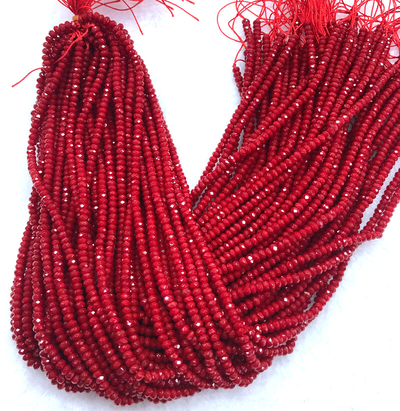 LOT 5pcs 2x4mm Faceted abacus Jade Roundelle Gemstone Loose Beads 14″