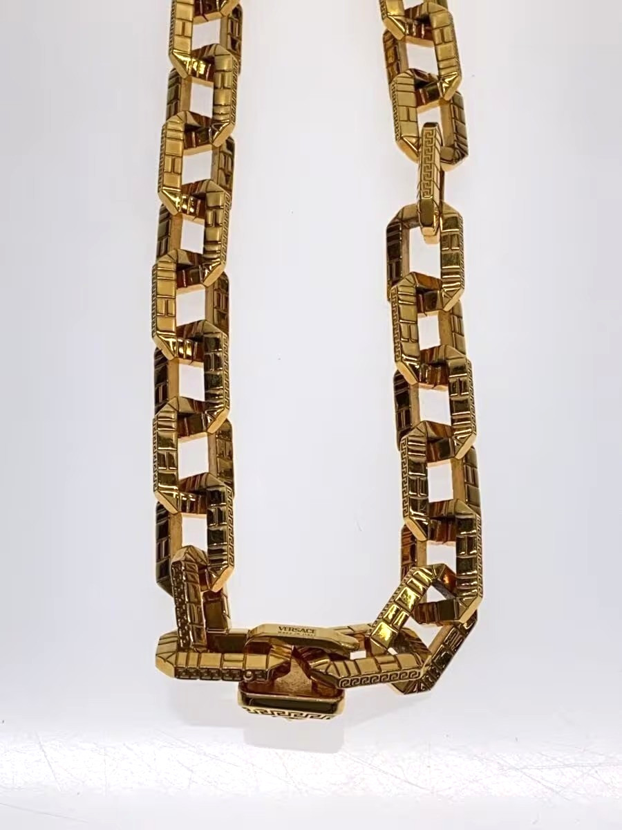 Versace Medusa Head Gold Tone Link Chain Necklace Men 18in / 46cm w/ Box