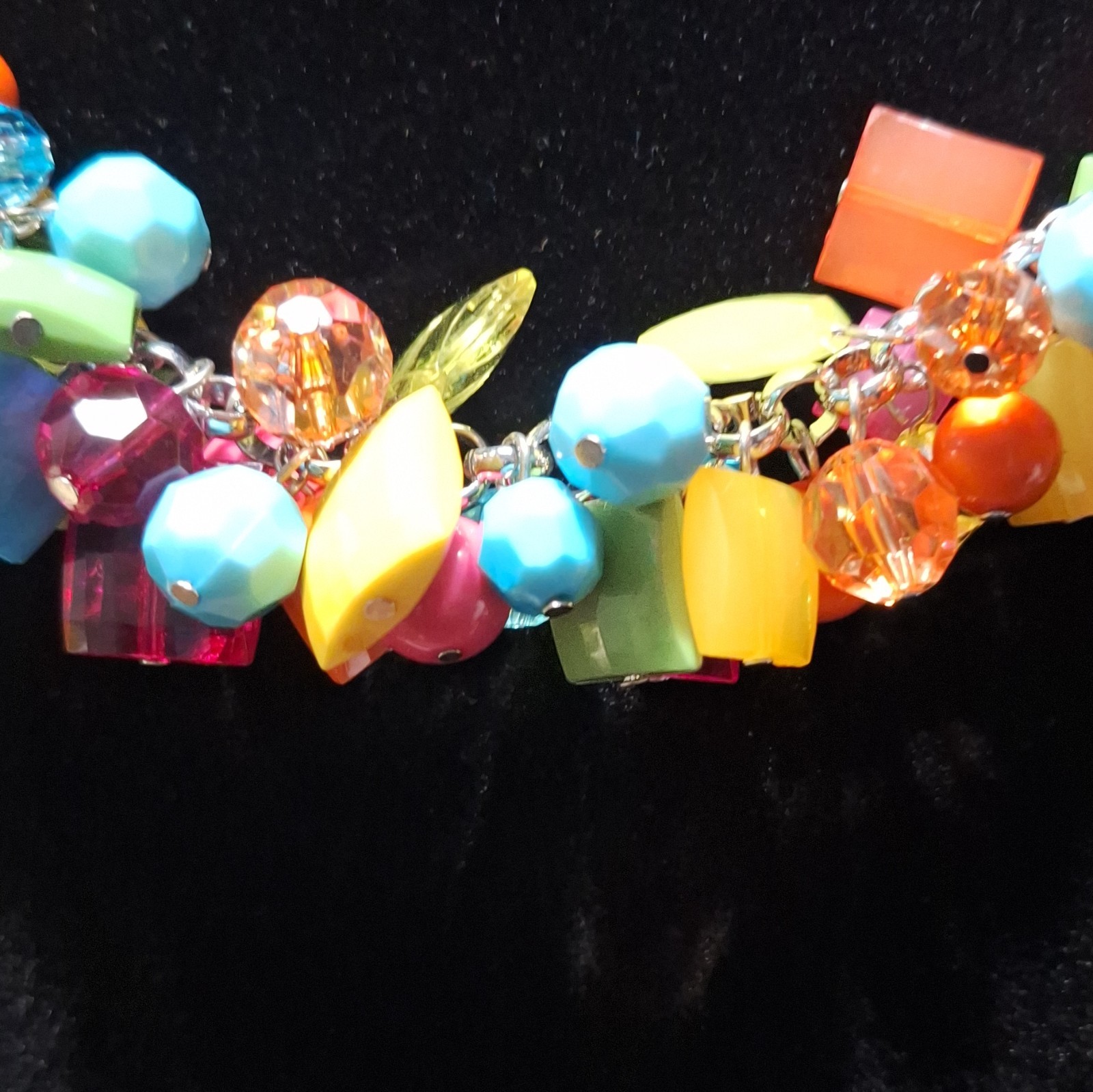 Ashley Cooper Collection Multicolor Plastic Beaded Necklace + Hoop Earrings Set