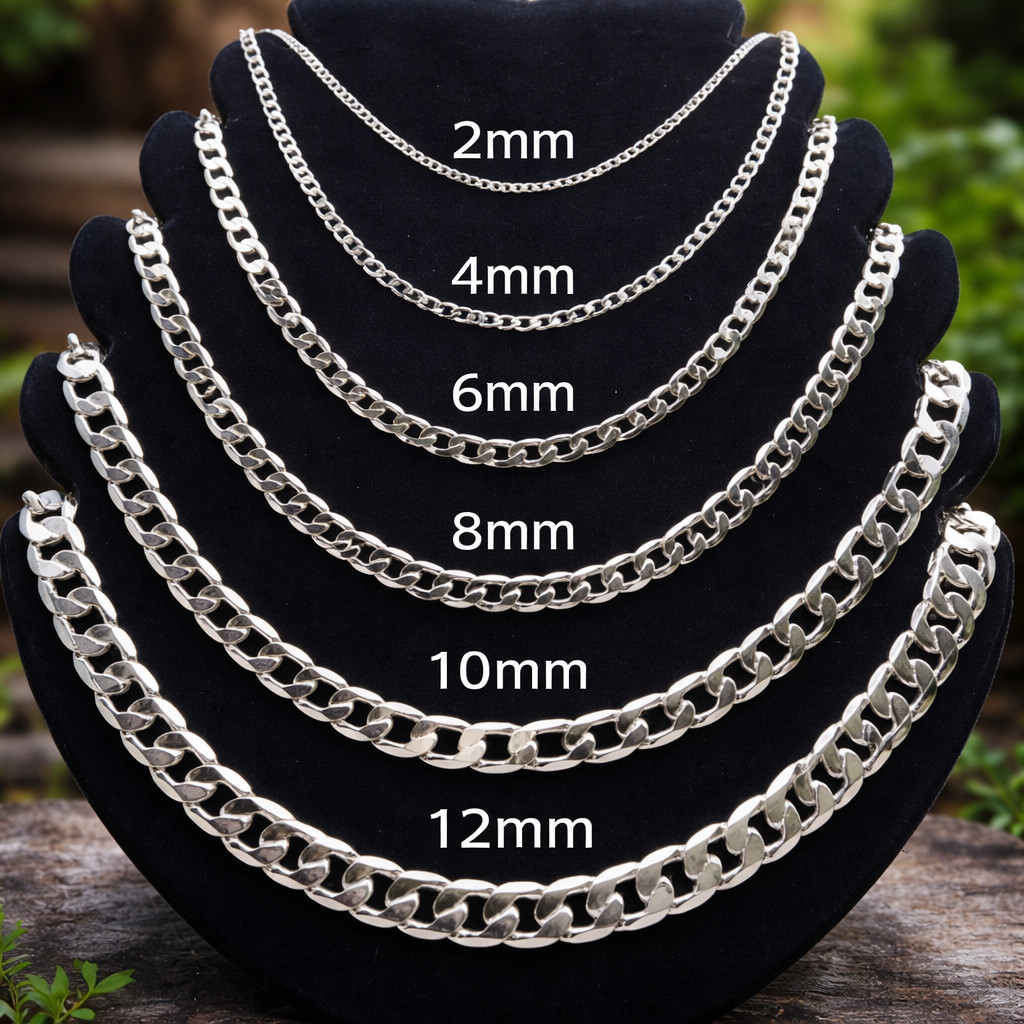 Men Women Silver Tone Curb Chain Necklace Lobster Clasp Fashion Jewelry UK