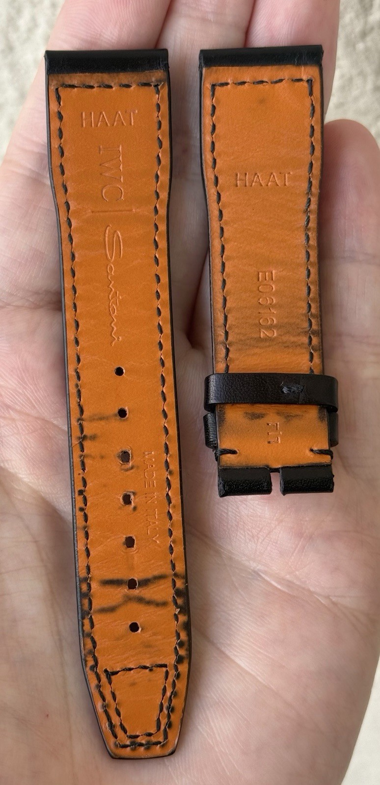 IWC Santoni 20mm x 18mm Black Calfskin Leather Watch Strap E06162 Authentic OEM