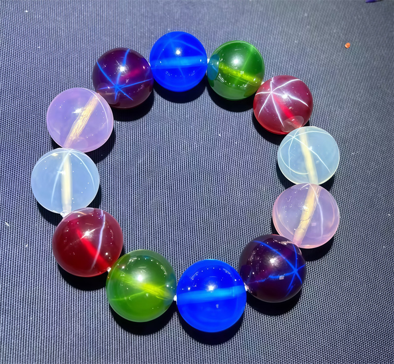 Various color Star Ruby Star Sapphire Lab-Created Beaded Bracelet AAAA+Loose Gem