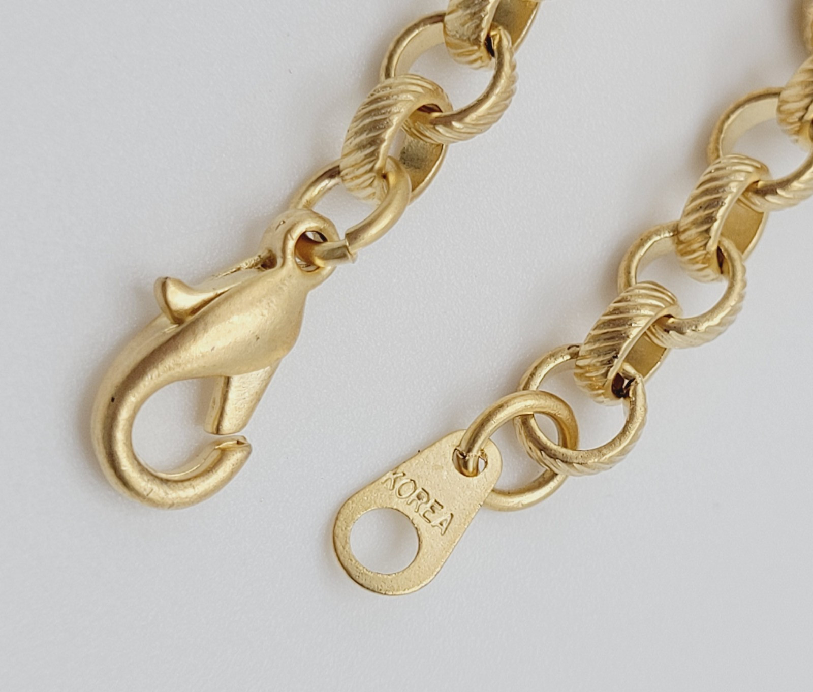 Unique Rose Floral Station Style Bright Gold Tone Sautoir Vintage Necklace Korea