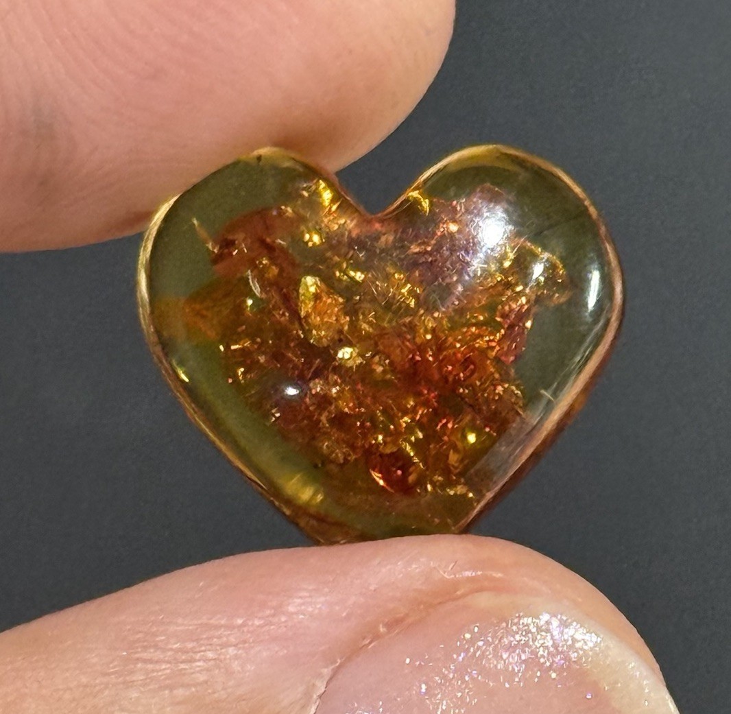 4.5ct 17×15.2×5.7mm Little Genuine Baltic Amber Heart Shaped Cabochon Ring Gem