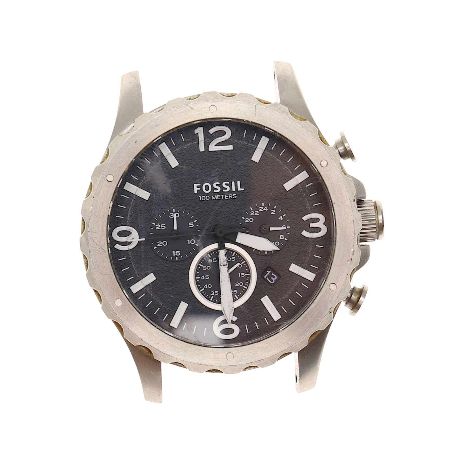 Fossil Nate Chronograph JR1468 Black Dial Men’s Watch 46 mm F2334 NO BAND